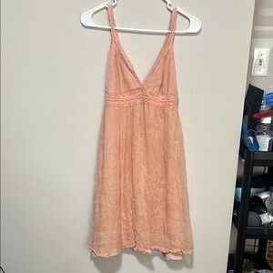Peach Lace Trim Dress